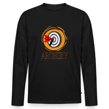Archery Shooting Crossbow Gift Idea - Men's Premium Organic Long Sleeve Shirt - black - Front - Nico (187cm)