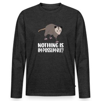 Opposum lovers - Rien n’est impossumble - T-shirt manches longues Premium bio Homme - anthracite chiné - Devant - Nico (187cm)