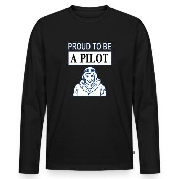 Pilot Fighter Jet Pilot Jet Airplane Gift Fly - Men's Premium Organic Long Sleeve Shirt - black - Front - Nico (187cm)