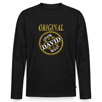 Je m’appelle David Original David Prénom David cadeau - T-shirt manches longues Premium bio Homme - noir - Devant - Nico (187cm)