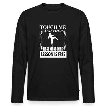Kickboxing Kickboxing train arts martiaux cadeau - T-shirt manches longues Premium bio Homme - noir - Devant - Nico (187cm)