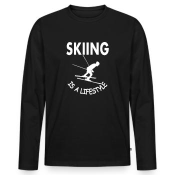 Ski fahren Skigebiet Skigebiet Winter Geschenkidee - Männer Premium Bio Langarmshirt - Schwarz - Vorne - Nico (187cm)