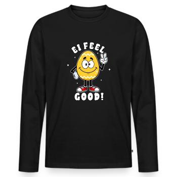 Lustiges Oster Design Ei Feel Good - Männer Premium Bio Langarmshirt - Schwarz - Vorne - Nico (187cm)