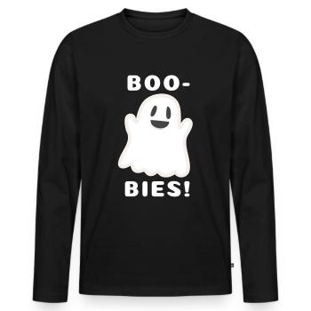 Fous! Conception drôle d'halloween fantôme - T-shirt manches longues Premium bio Homme - noir - Devant - Nico (187cm)