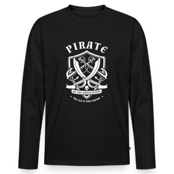 Pirate de stylo et de papier - T-shirt manches longues Premium bio Homme - noir - Devant - Nico (187cm)