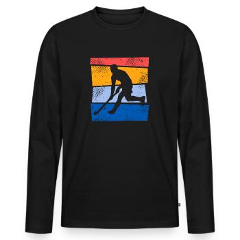 Joueur de hockey sur gazon rétro Joueur de hockey - T-shirt manches longues Premium bio Homme - noir - Devant - Nico (187cm)