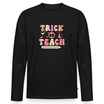 Halloween professeur Trick Or Teach - T-shirt manches longues Premium bio Homme - noir - Devant - Nico (187cm)