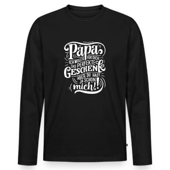 Papa Geschenk - Männer Premium Bio Langarmshirt - Schwarz - Vorne - Nico (187cm)