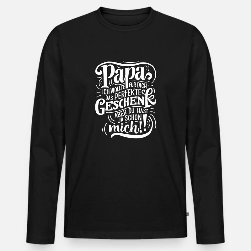 Papa Geschenk - Männer Premium Bio Langarmshirt - Schwarz