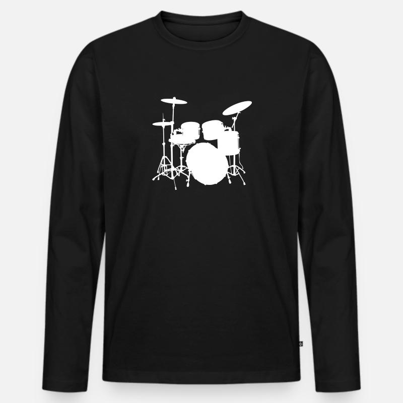 Trommeln - Männer Premium Bio Langarmshirt - Schwarz