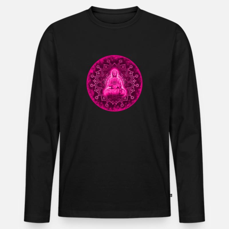 Buddha - Männer Premium Bio Langarmshirt - Schwarz