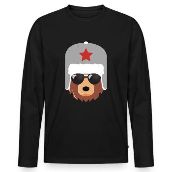 Ours russe, Russie, Poutine, - T-shirt manches longues Premium bio Homme - noir - Devant - Nico (187cm)