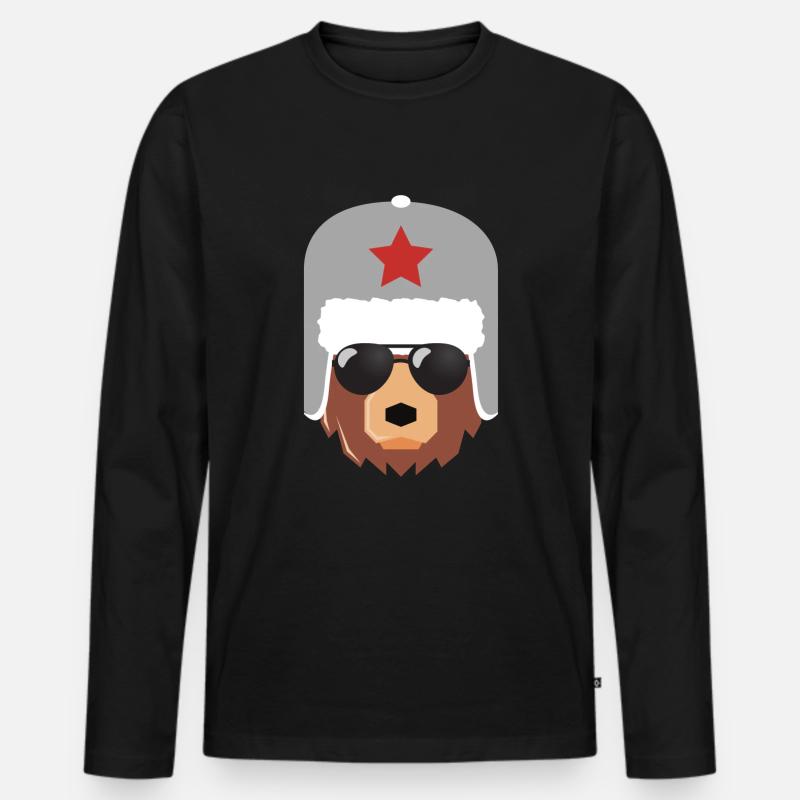 Ours russe, Russie, Poutine, - T-shirt manches longues Premium bio Homme - noir