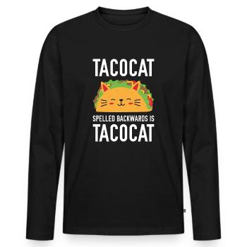 Tacocat orthographié à l’envers est Tacocat - T-shirt manches longues Premium bio Homme - noir - Devant - Nico (187cm)