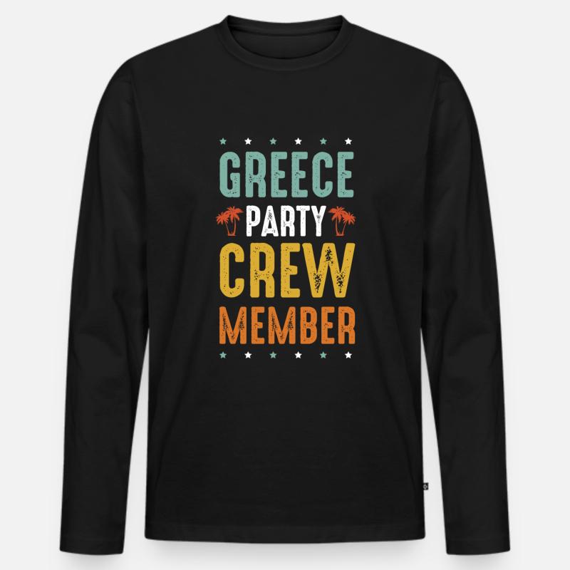 Greece Party Crew - Männer Premium Bio Langarmshirt - Schwarz