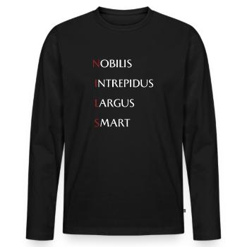 Nils - Männer Premium Bio Langarmshirt - Schwarz - Vorne - Nico (187cm)