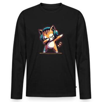Dabbing Cat - Men's Premium Organic Long Sleeve Shirt - black - Front - Nico (187cm)