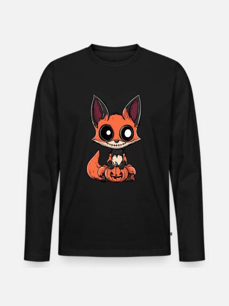 Fox Halloween Funny Zombie - Men's Premium Organic Long Sleeve Shirt - black