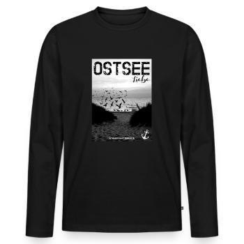 Ostseeliebe - Meer geht immer ! - Männer Premium Bio Langarmshirt - Schwarz - Vorne - Nico (187cm)