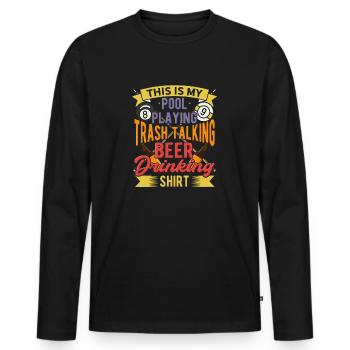 Billard und Bier | Pool Billard - Männer Premium Bio Langarmshirt - Schwarz - Vorne - Nico (187cm)