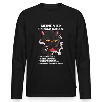 Lustige Katze Stimmung Kaffee Büro Geschenk Fun - Männer Premium Bio Langarmshirt - Schwarz - Vorne - Nico (187cm)