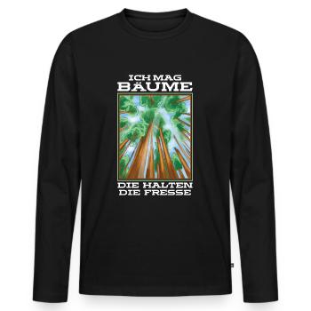 Ich mag Bäume! Lustiger Spruch Wald Natur Funshirt - Männer Premium Bio Langarmshirt - Schwarz - Vorne - Nico (187cm)