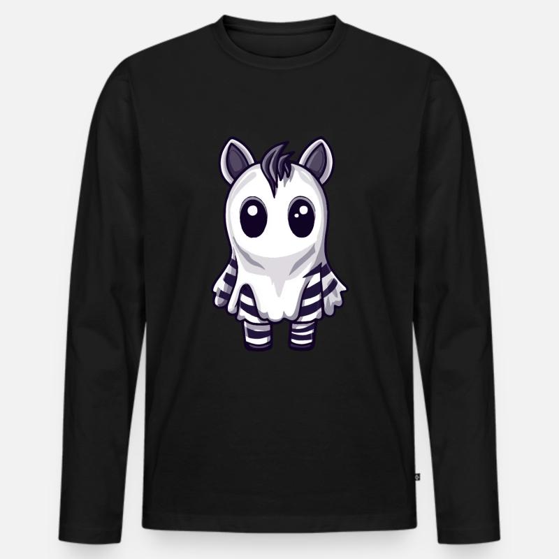 Zebra Halloween Comic Geist - Männer Premium Bio Langarmshirt - Schwarz