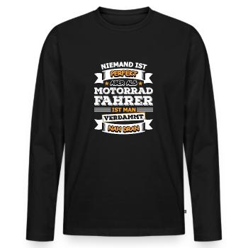 Motorradfahrer - Männer Premium Bio Langarmshirt - Schwarz - Vorne - Nico (187cm)