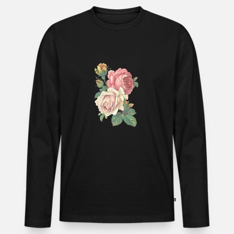 Rose - Männer Premium Bio Langarmshirt - Schwarz