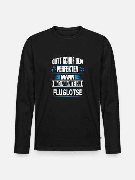 FLUGLOTSE - Männer Premium Bio Langarmshirt - Schwarz