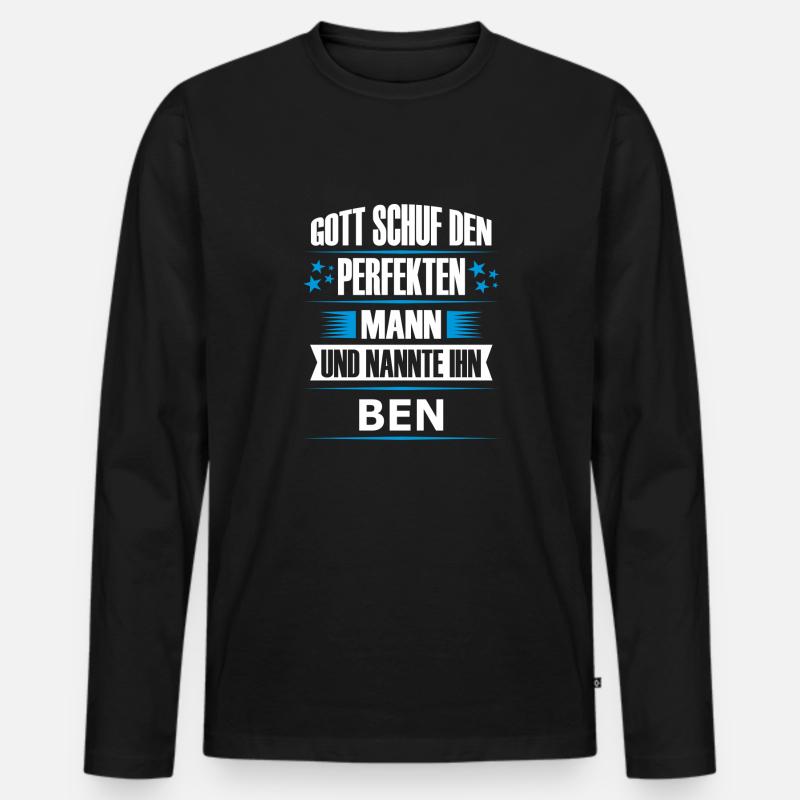 BEN - Männer Premium Bio Langarmshirt - Schwarz