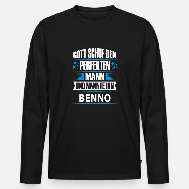 BENNO - Männer Premium Bio Langarmshirt - Schwarz