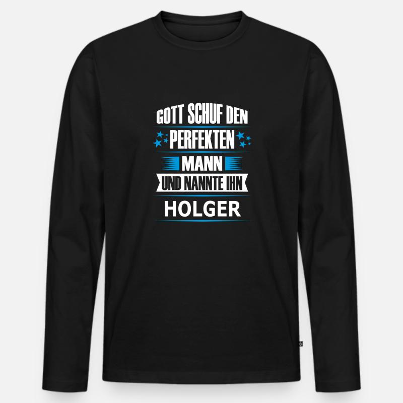 HOLGER - Männer Premium Bio Langarmshirt - Schwarz