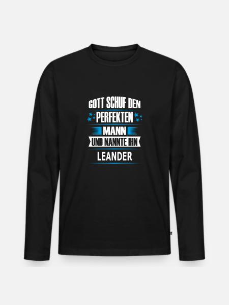 LEANDER - Männer Premium Bio Langarmshirt - Schwarz