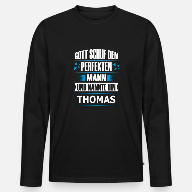 THOMAS - Männer Premium Bio Langarmshirt - Schwarz