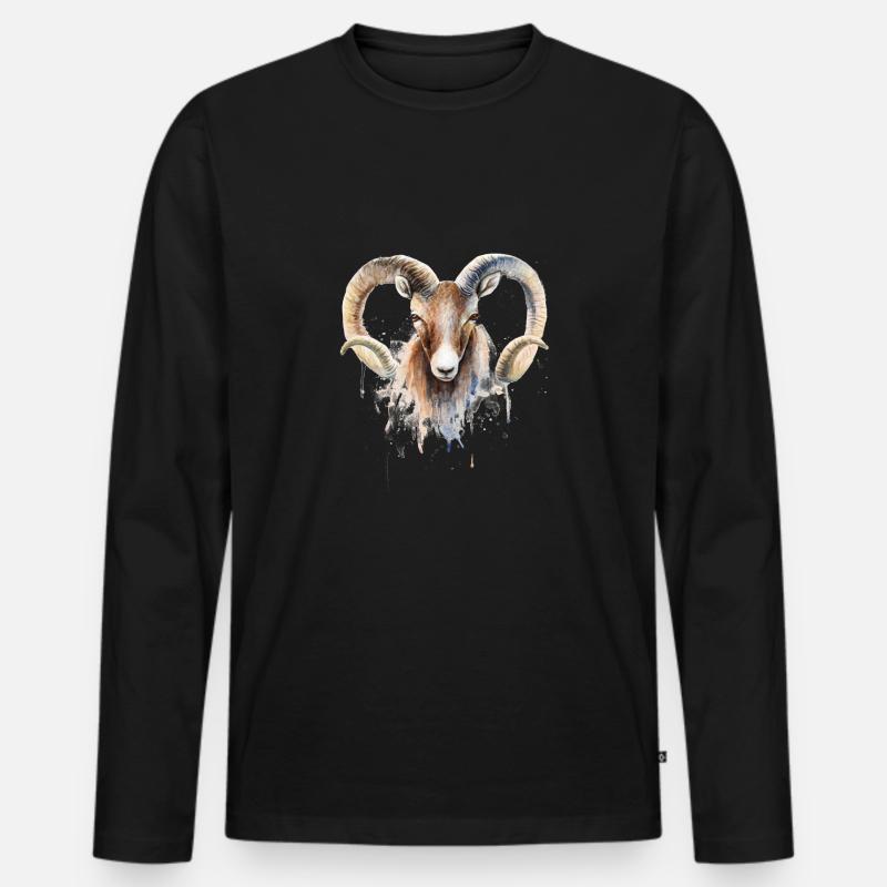 Sternzeichen Widder - Männer Premium Bio Langarmshirt - Schwarz