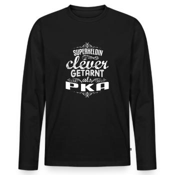 Super PKA - Männer Premium Bio Langarmshirt - Schwarz - Vorne - Nico (187cm)