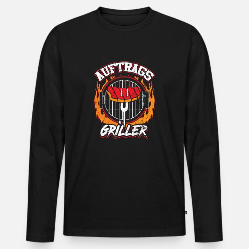 Auftrags-Griller - Männer Premium Bio Langarmshirt - Schwarz