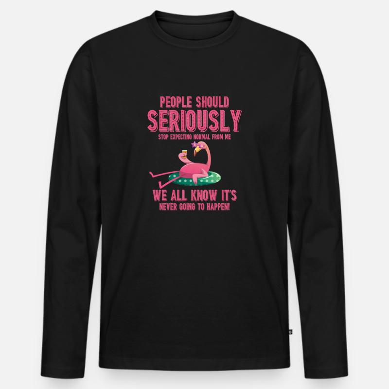 Cooler Flamingo - Männer Premium Bio Langarmshirt - Schwarz