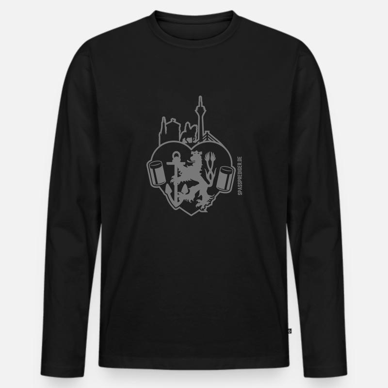 Düsseldorf: Düsselherz - Männer Premium Bio Langarmshirt - Schwarz