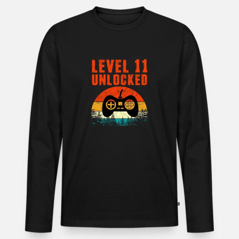 Level 11 freigeschaltet - Männer Premium Bio Langarmshirt - Schwarz