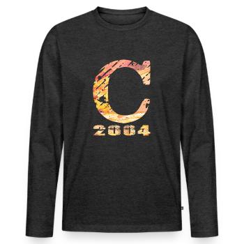C 2004 Nom Année de naissance Cadeau - T-shirt manches longues Premium bio Homme - anthracite chiné - Devant - Nico (187cm)