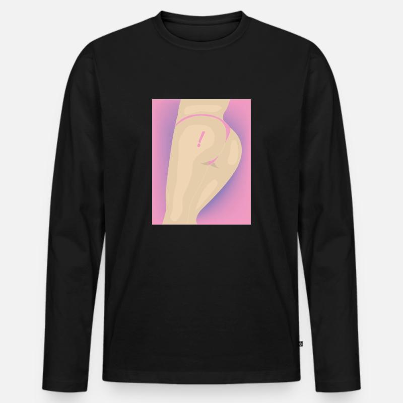 Rosa Gesäß - Männer Premium Bio Langarmshirt - Schwarz