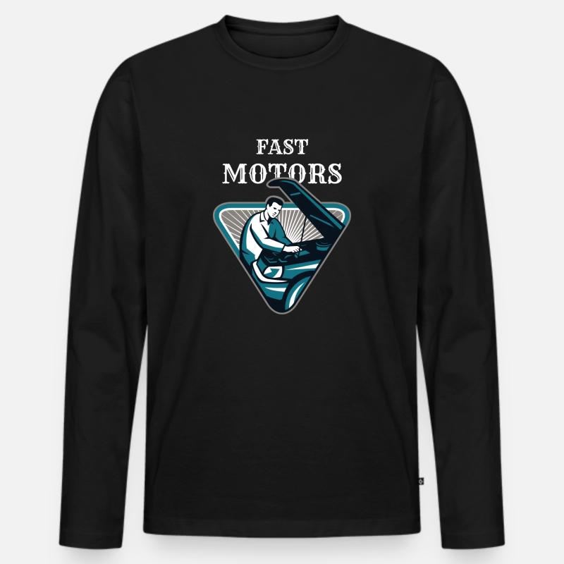 Fast Motors - Männer Premium Bio Langarmshirt - Schwarz