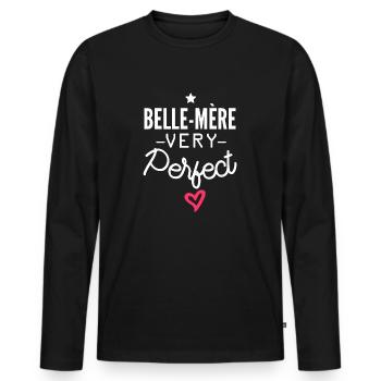 belle-mère parfaite / belle-mère very perfect - T-shirt manches longues Premium bio Homme - noir - Devant - Nico (187cm)