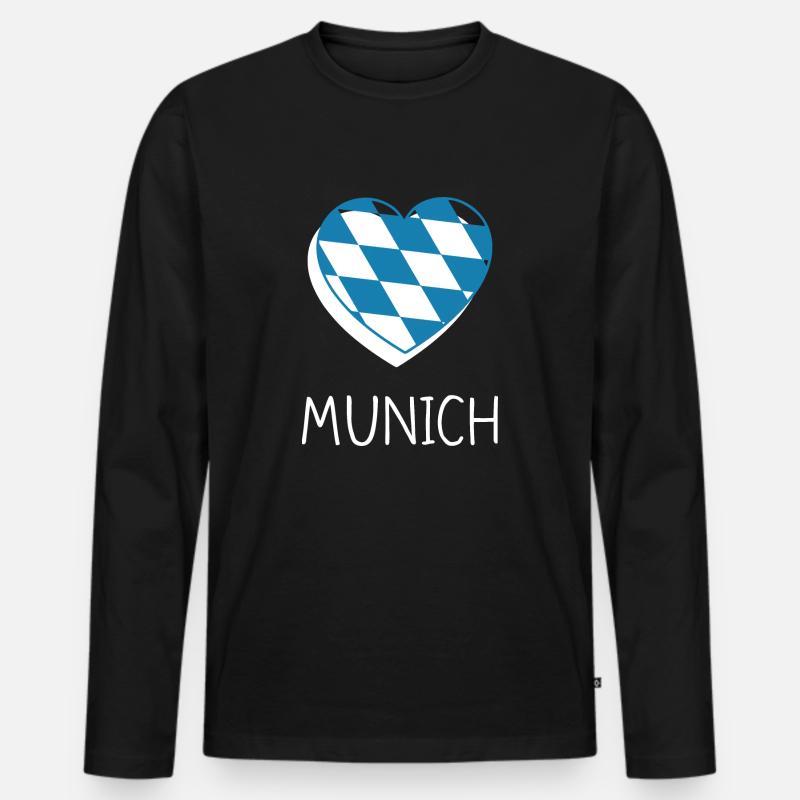 Munich Heart - Männer Premium Bio Langarmshirt - Schwarz