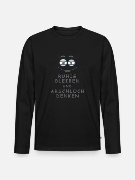Arschloch denken - Männer Premium Bio Langarmshirt - Schwarz