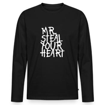 MR STEAL YOUR HEART - Men's Premium Organic Long Sleeve Shirt - black - Front - Nico (187cm)