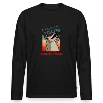 I Have A Gun And Am Schizophrenic - Männer Premium Bio Langarmshirt - Schwarz - Vorne - Nico (187cm)