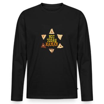 Not Today Haman Purim Judaism - Men's Premium Organic Long Sleeve Shirt - black - Front - Nico (187cm)